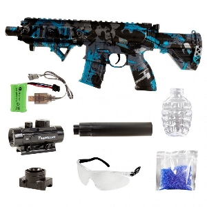 RIFLE ELETRICO BOLINHAS DE GEL ORBEEZ M416 CAMUFLADO AZUL