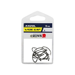 ANZOL CROWN WIDE GAP BLACK 1/0 C/10 UNID.