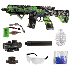 RIFLE ELETRICO BOLINHAS DE GEL ORBEEZ M416 CAMUFLADO VERDE